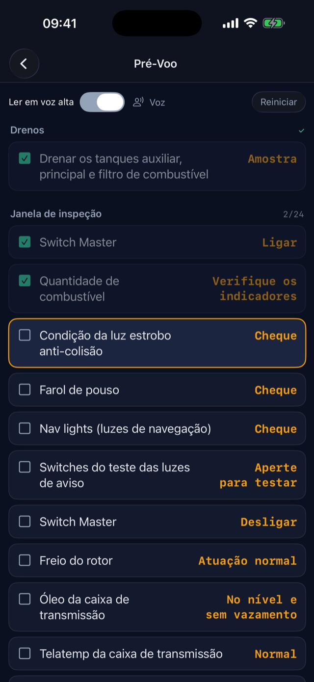 Checklist com voz